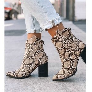 Snakeskin Bootie with Block Heel
